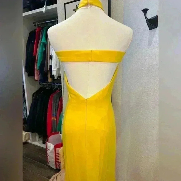 Jasz Couture - Cross Halter Mermaid Gown 6238. Bright Yellow Size 2 (Worn Once) - Picture 10 of 12